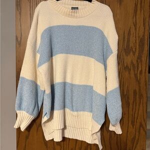 ARULA Cozy Blue and Cream Striped Sweater